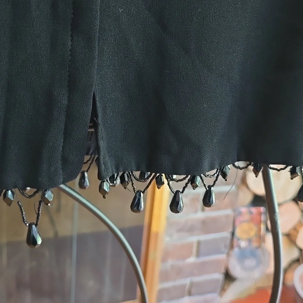 Miss Sun Valley by Morris Watkin - Black Women's Top with Beaded Trim - Picture 6 of 13